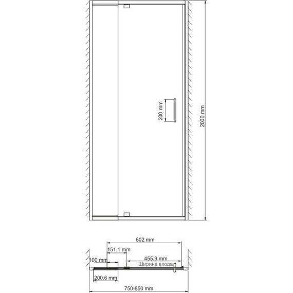 Душевая дверь WasserKraft Berkel 80 см 48P27, хром/прозрачное - 3 Душевая дверь WasserKraft Berkel 80 см 48P27, хром/прозрачное фото 3