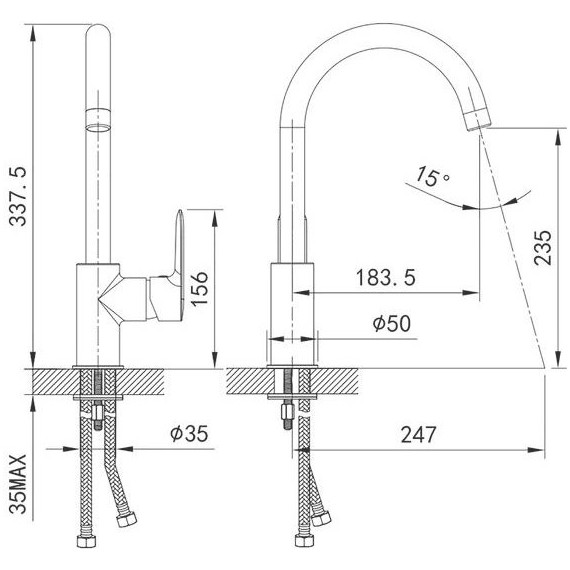 Смеситель для кухни Iddis Cuba CU1BNJ0i05, сатин - 4 Смеситель для кухни Iddis Cuba CU1BNJ0i05, сатин фото 4
