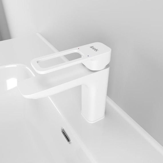 Смеситель для раковины Iddis Slide SLIWT00i01, белый матовый - 2 Смеситель для раковины Iddis Slide SLIWT00i01, белый матовый фото 2