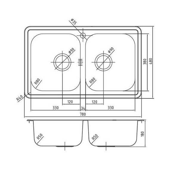 Кухонная мойка Iddis Strit STR78S2i77 0,8 мм, сатин фото 4