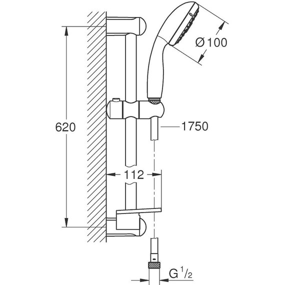 Душевой гарнитур Grohe New Tempesta Classic 620 мм 28593002 фото 2