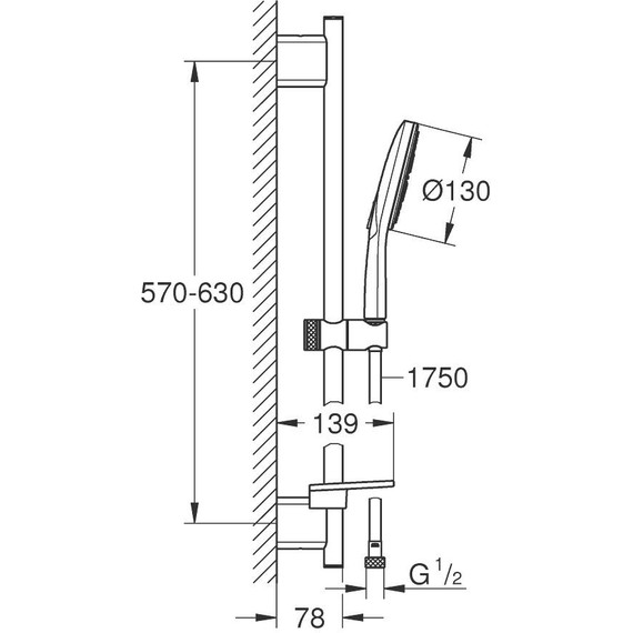 Душевой гарнитур Grohe Rainshower Smartactive 130 600 мм 26575000 фото 12