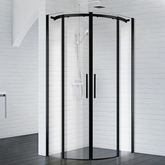 Душевое ограждение BelBagno 90х90 см ACQUA-R-2-90-C-NERO (стекло 8 мм), черный/прозрачное фото 