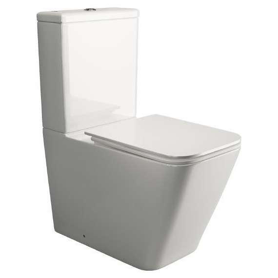Унитаз-компакт безободковый ceramicanova Cubic CN1803 с тонкой крышкой микролифт фото 
