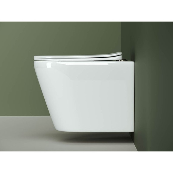 Унитаз подвесной безободковый ceramicanova Highlight CN1804 с тонкой крышкой микролифт фото 7