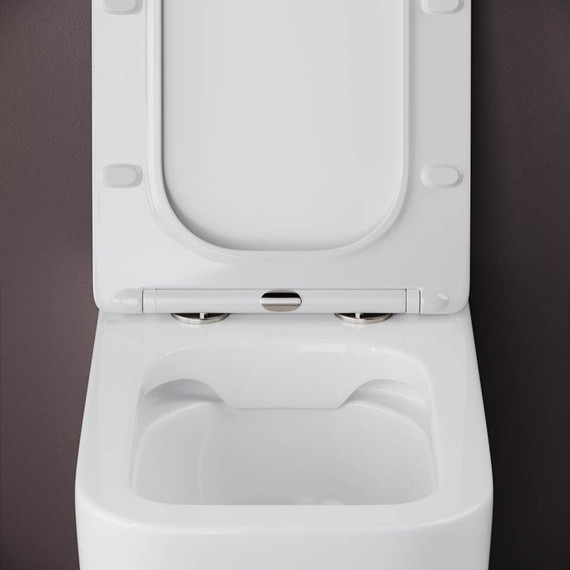 Унитаз приставной безободковый ceramicanova Cubic Rimless CN1809 с тонкой крышкой микролифт фото 6