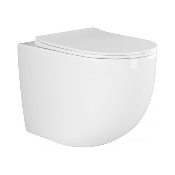 Унитаз приставной безободковый ceramicanova Mia Rimless CN1810 с тонкой крышкой микролифт фото 