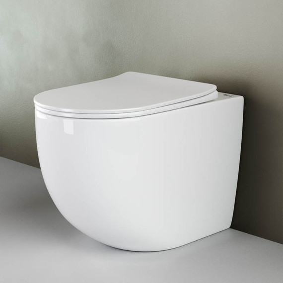 Унитаз приставной безободковый ceramicanova Mia Rimless CN1810 с тонкой крышкой микролифт фото 2