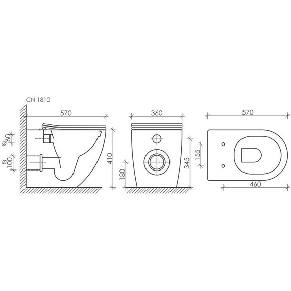 Унитаз приставной безободковый ceramicanova Mia Rimless CN1810 с тонкой крышкой микролифт фото 7