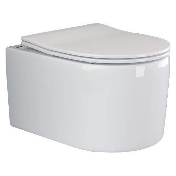 Унитаз подвесной безободковый ceramicanova Moments Rimless CN3003 с тонкой крышкой микролифт фото 