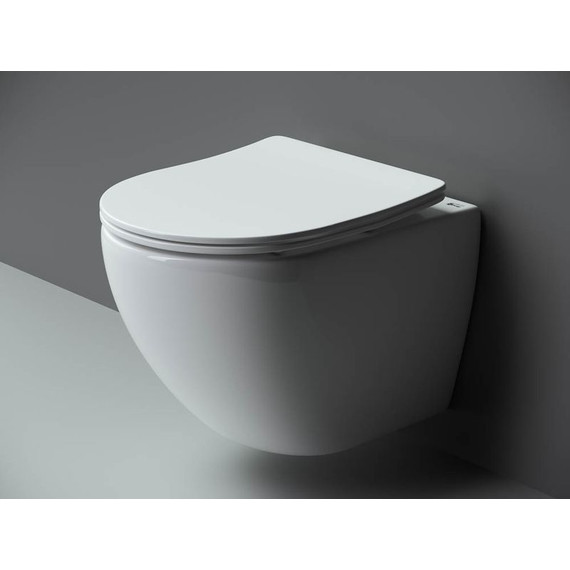 Унитаз подвесной безободковый ceramicanova Metropol Rimless CN4002 с тонкой крышкой микролифт, Цвет производителя: белый фото 4