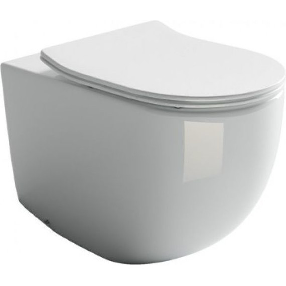 Унитаз приставной безободковый ceramicanova Metropol Rimless CN4004 с тонкой крышкой микролифт фото 