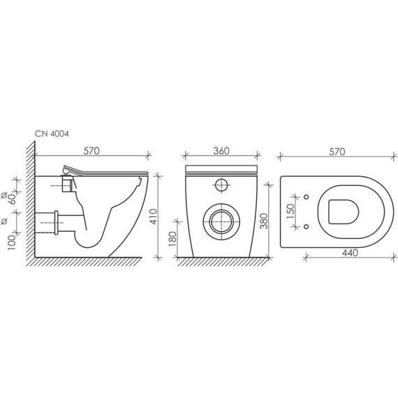Унитаз приставной безободковый ceramicanova Metropol Rimless CN4004 с тонкой крышкой микролифт фото 14