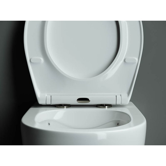 Унитаз подвесной безободковый ceramicanova Pearl CN8001 с тонкой крышкой микролифт фото 7