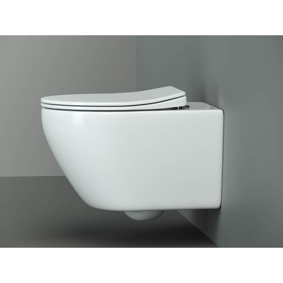 Унитаз подвесной безободковый ceramicanova Pearl CN8001 с тонкой крышкой микролифт фото 9