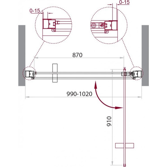 Душевая дверь BelBagno 100 см MARMI-B-1-100-C-Cr (стекло 8 мм), хром/прозрачное фото 3