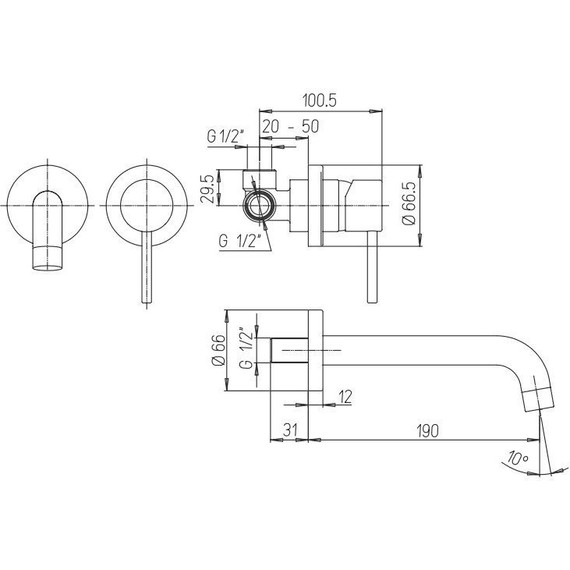 Смеситель для раковины настенный Paini Cox 78PJ208, золото матовое фото 4