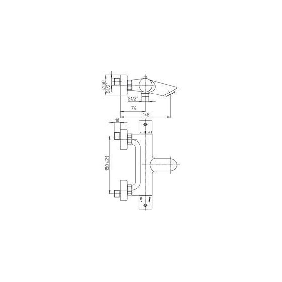 Смеситель для ванны с термостатом Paini Cox 78CR111TH, хром - 4 Смеситель для ванны с термостатом Paini Cox 78CR111TH, хром фото 4