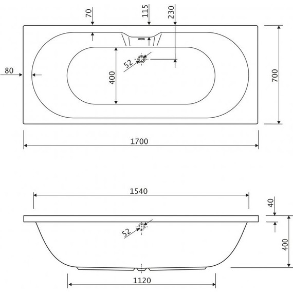 Ванна акриловая Cezares Calisto 170x70 см CALISTO-170-70-45, Размер - мм: 1700х700 - 6 Ванна акриловая Cezares Calisto 170x70 см CALISTO-170-70-45, Размер - мм: 1700х700 фото 6