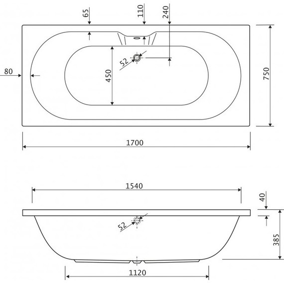 Ванна акриловая Cezares Calisto 170x75 см CALISTO-170-75-45, Размер - мм: 1700х750 фото 6