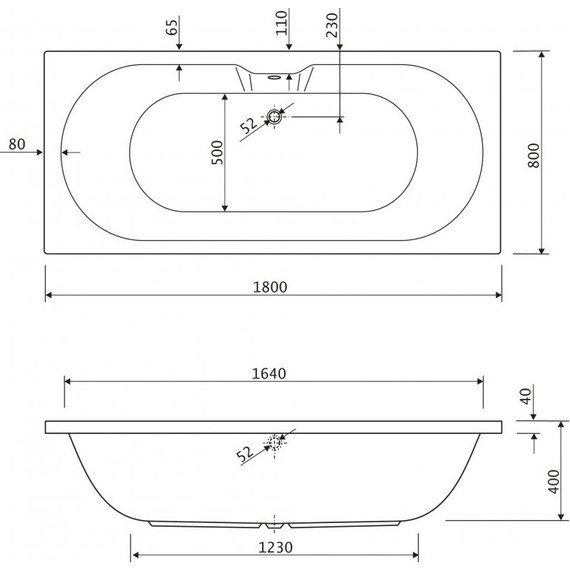 Ванна акриловая Cezares Calisto 180x80 см CALISTO-180-80-49, Размер - мм: 1800х800 фото 6