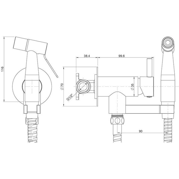 Набор для гигиенического душа Paini Isola ISPZ442, чёрный матовый - 4 Набор для гигиенического душа Paini Isola ISPZ442, чёрный матовый фото 4