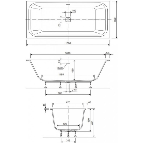 Ванна каменная Cezares Titan Vario 180х80 см TITAN-VARIO-180-80-BLD фото 3