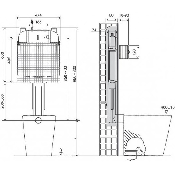 Смывной бачок скрытого монтажа для приставных унитазов BelBagno BB025-CS - 8 Смывной бачок скрытого монтажа для приставных унитазов BelBagno BB025-CS фото 8