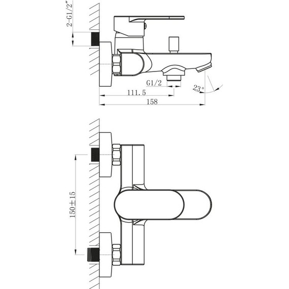 Смеситель для ванны BelBagno Loyd LOY-VASM-CRM, Цвет производителя: хром фото 2