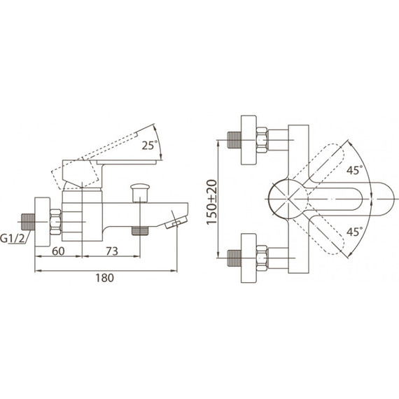 Смеситель для ванны BelBagno Tanaro TAN-VASM-CRM фото 2
