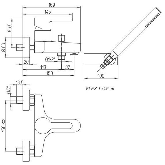 Смеситель для ванны Paini Arena 92CR105FTKM, хром фото 6