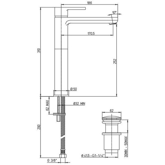 Смеситель для раковины высокий Paini Arena 92CR211LLBLFTSSRKM, хром фото 5