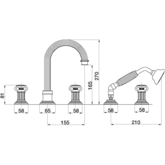 Смеситель для ванны Cezares OLIMP-BVD-02-Sw, бронза - 3 Смеситель для ванны Cezares OLIMP-BVD-02-Sw, бронза фото 3