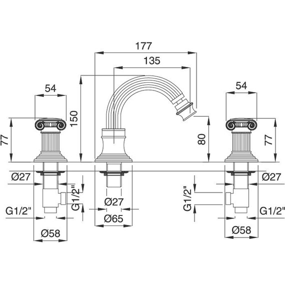 Смеситель для биде Cezares OLIMP-BBS2-02-M, бронза фото 2