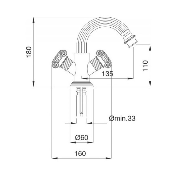Смеситель для биде Cezares OLIMP-BS2-03/24-Sw, золото фото 3