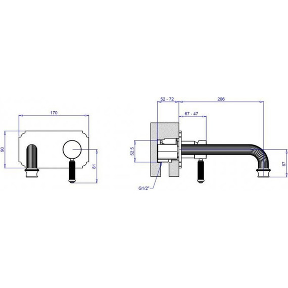Смеситель для раковины настенный Cezares OLIMP-BLSM2-02-L, бронза, Цвет производителя: бронза фото 2