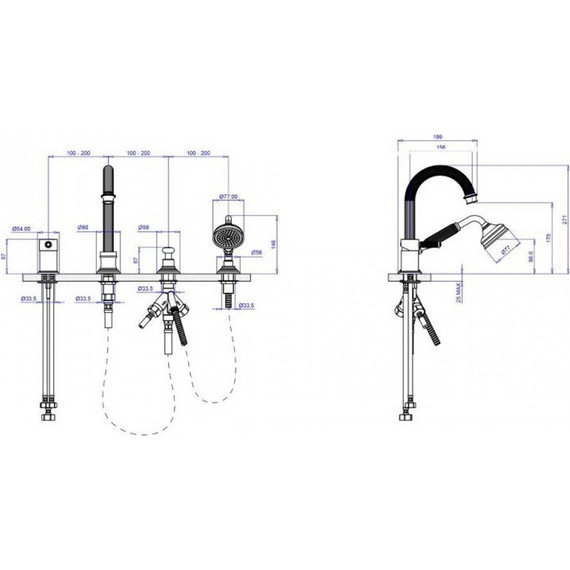 Смеситель для ванны Cezares OLIMP-BVDM-01-L, Цвет производителя: хром - 2 Смеситель для ванны Cezares OLIMP-BVDM-01-L, Цвет производителя: хром фото 2
