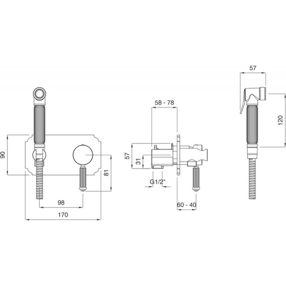 Набор для гигиенического душа Cezares OLIMP-DIF-02-L, бронза, Цвет производителя: бронза - 2 Набор для гигиенического душа Cezares OLIMP-DIF-02-L, бронза, Цвет производителя: бронза фото 2