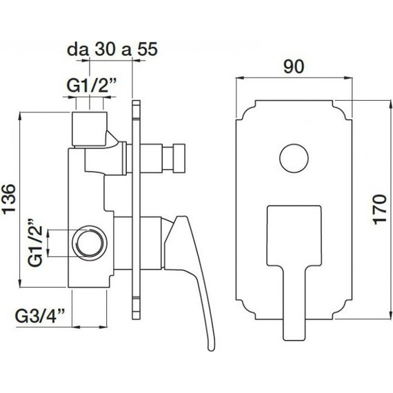 Смеситель для ванны Cezares OLIMP-VDIM-02-L, бронза, Цвет производителя: бронза - 2 Смеситель для ванны Cezares OLIMP-VDIM-02-L, бронза, Цвет производителя: бронза фото 2