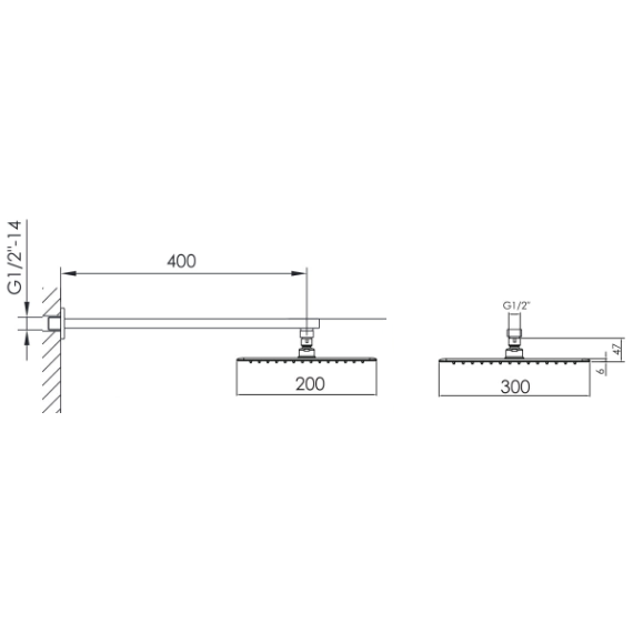 Верхний душ Imprese Grafiky 300х200 мм, цвет серый графит - 2 Верхний душ Imprese Grafiky 300х200 мм, цвет серый графит фото 2
