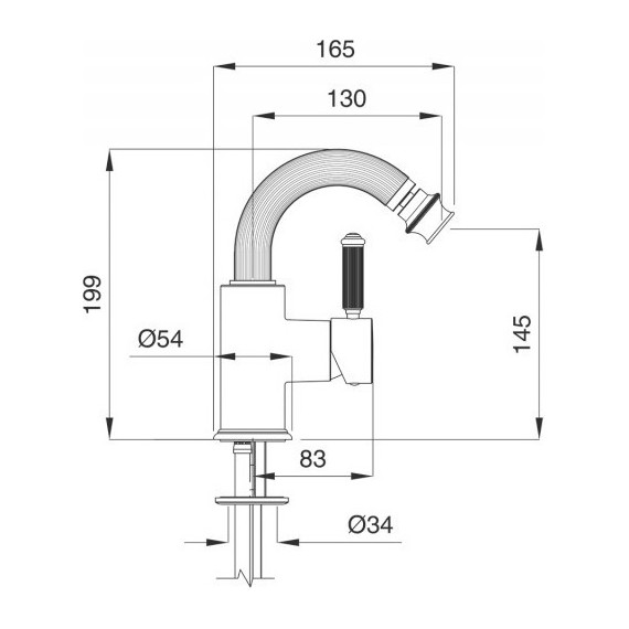 Смеситель для биде Cezares APHRODITE-BS2-03/24-Bi, золото, Цвет производителя: золото фото 2