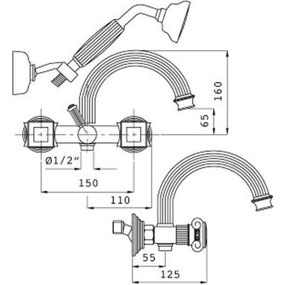 Смеситель для ванны Cezares APHRODITE-V-03/24-M, золото, Цвет производителя: золото фото 3