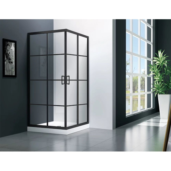 Душевое ограждение Veconi Rovigo 90x90 см RV09-90-01-C7, чёрный/прозрачное - 2 Душевое ограждение Veconi Rovigo 90x90 см RV09-90-01-C7, чёрный/прозрачное фото 2