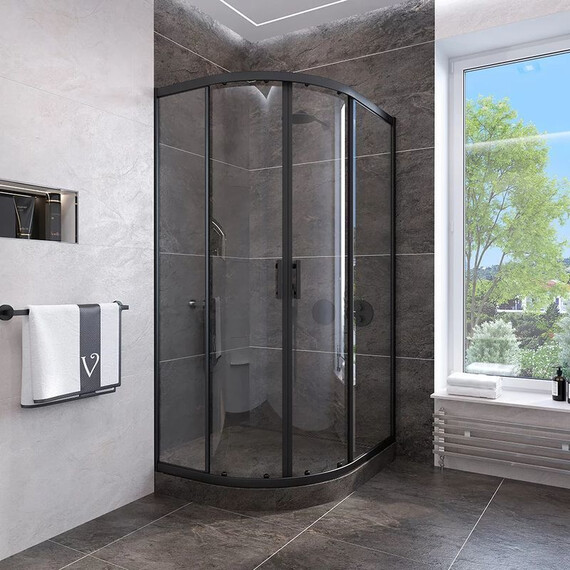 Душевое ограждение Veconi Rovigo 80 см RV107B-80-01-C4, чёрный/прозрачное фото 2