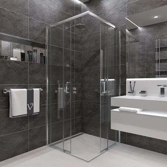 Душевое ограждение Veconi Rovigo 90x90 см RV47-90-01-C4, хром/прозрачное фото 4