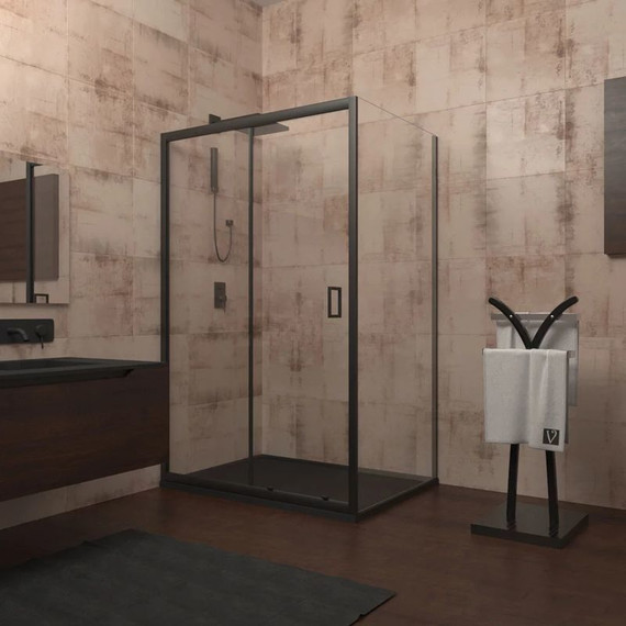 Душевое ограждение Veconi Rovigo 130х90 см RV046B-13090PR-01-19C1, чёрный/прозрачное фото 2