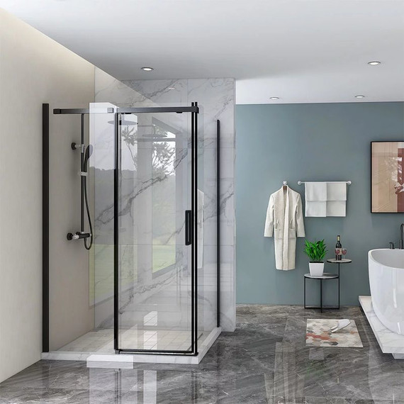 Душевое ограждение Veconi Rovigo 130х90 см RV070-13090PR-01-19C4, чёрный/прозрачное - 2 Душевое ограждение Veconi Rovigo 130х90 см RV070-13090PR-01-19C4, чёрный/прозрачное фото 2