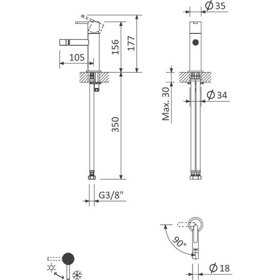 Смеситель для биде Cezares LEAF-BSM-NOP, черный матовый, Цвет производителя: чёрный матовый фото 2