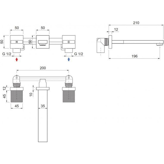 Смеситель для раковины настенный Cezares PRIZMA-BLI3-01 фото 2