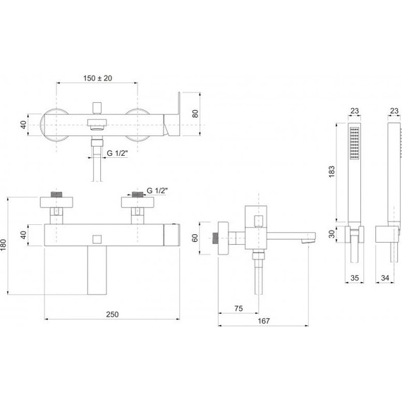 Смеситель для ванны Cezares PRIZMA-VDM-01 фото 2